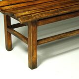 Long indoor railway station bench in solid beech wood 1930