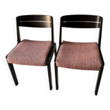 Set of 2 wooden and fabric chairs