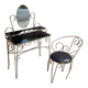 Coiffeuse et chaise en métal doré et opaline.