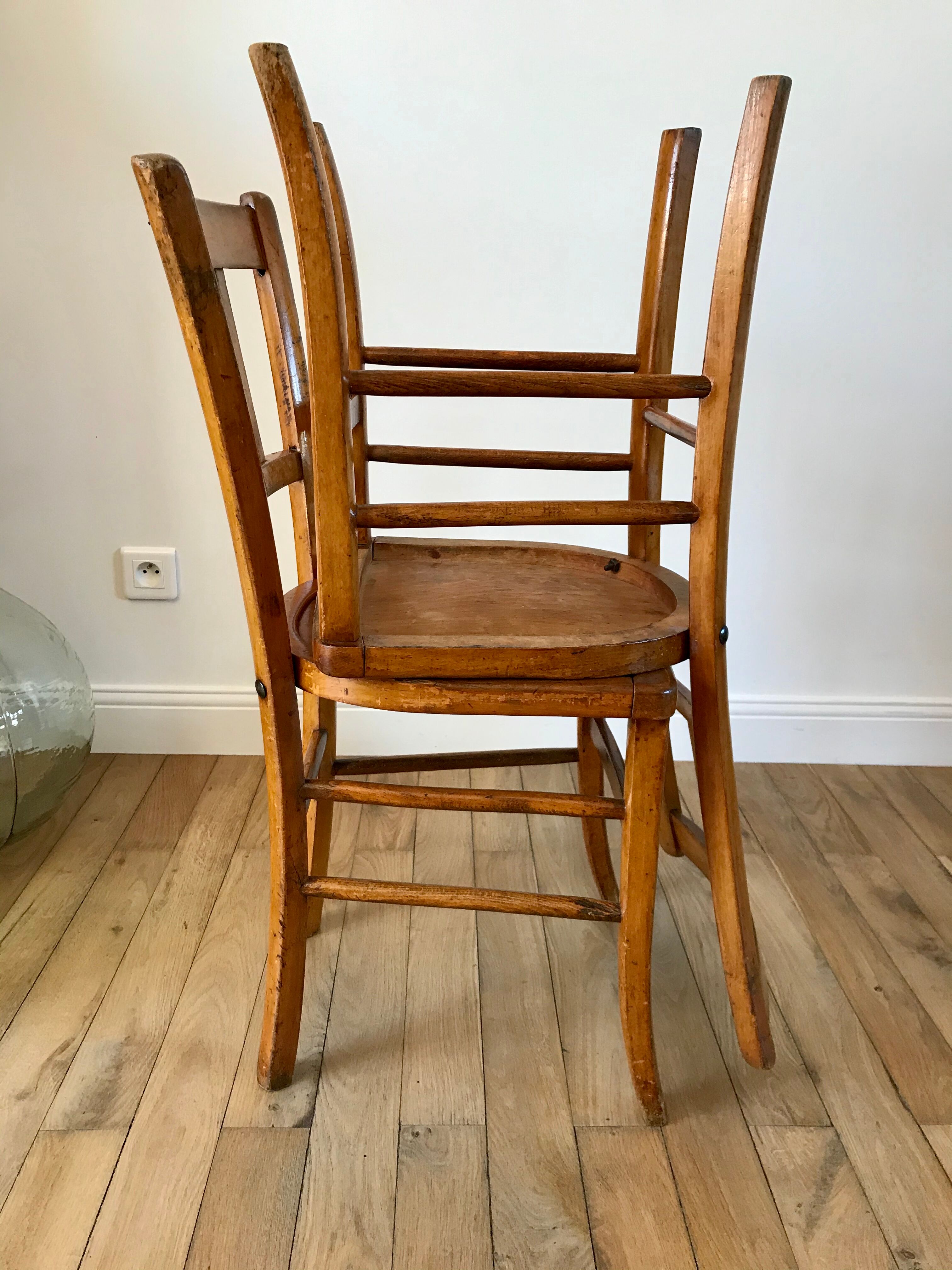 Trio de chaises bistrot Luterma années 50