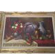 Huile antique géante sur toile par M.S. Dufour