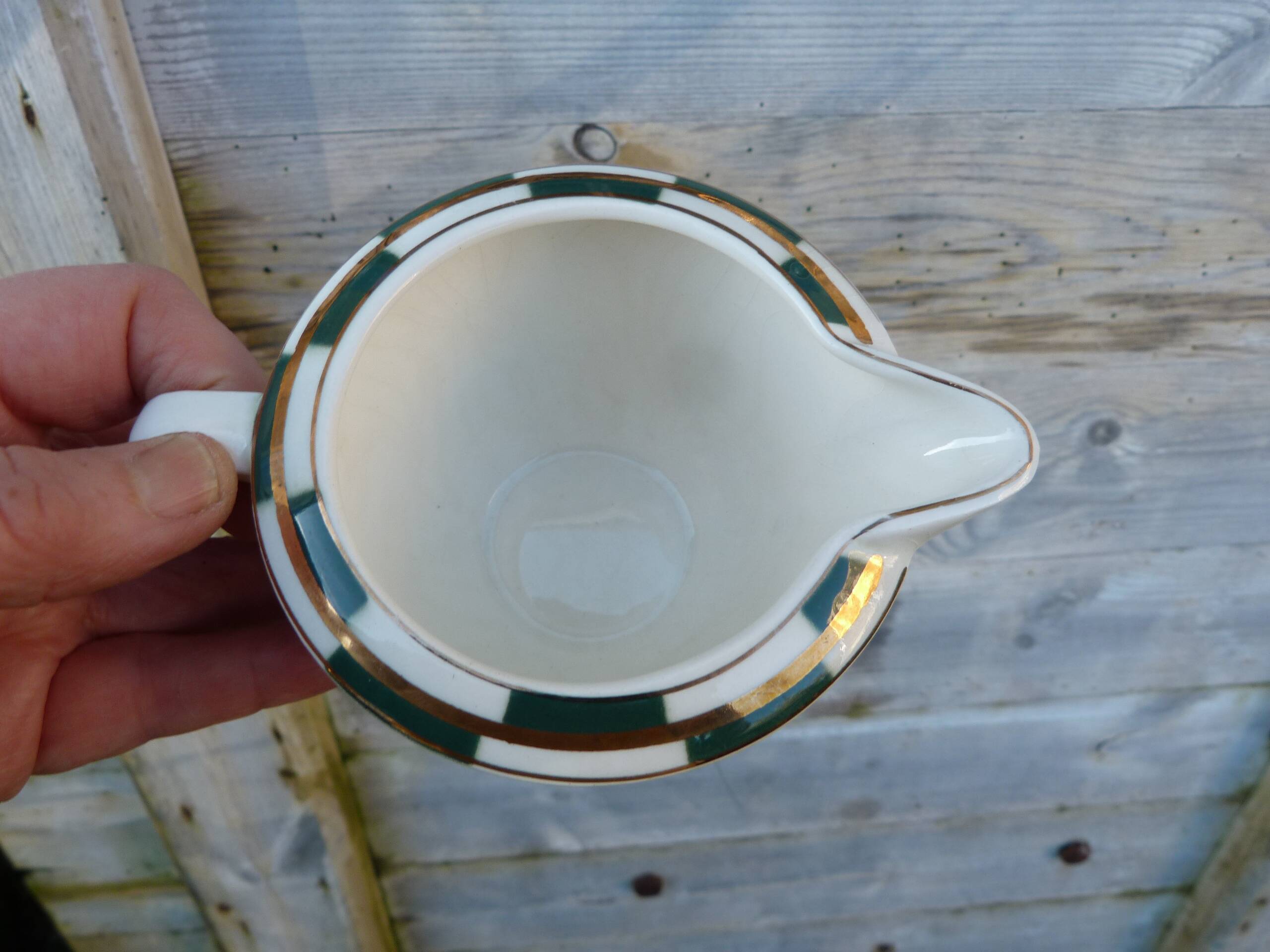 Salins green check porcelain tea set