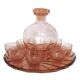 Ensemble Art Deco Carafe Verres Plateau en verre rose