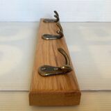 Wood metal coat rack three double hooks