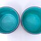 Pair of caches pots Sarreguemines - blues of Longwy - golden geometric decorations - XIXth