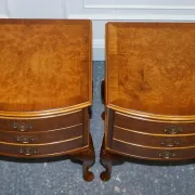 Art Deco Walnut Burl Bedside Tables, Set of 2