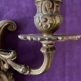 Paire appliques bronze doré, 1950