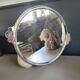 Vintage silver metal mirror tray