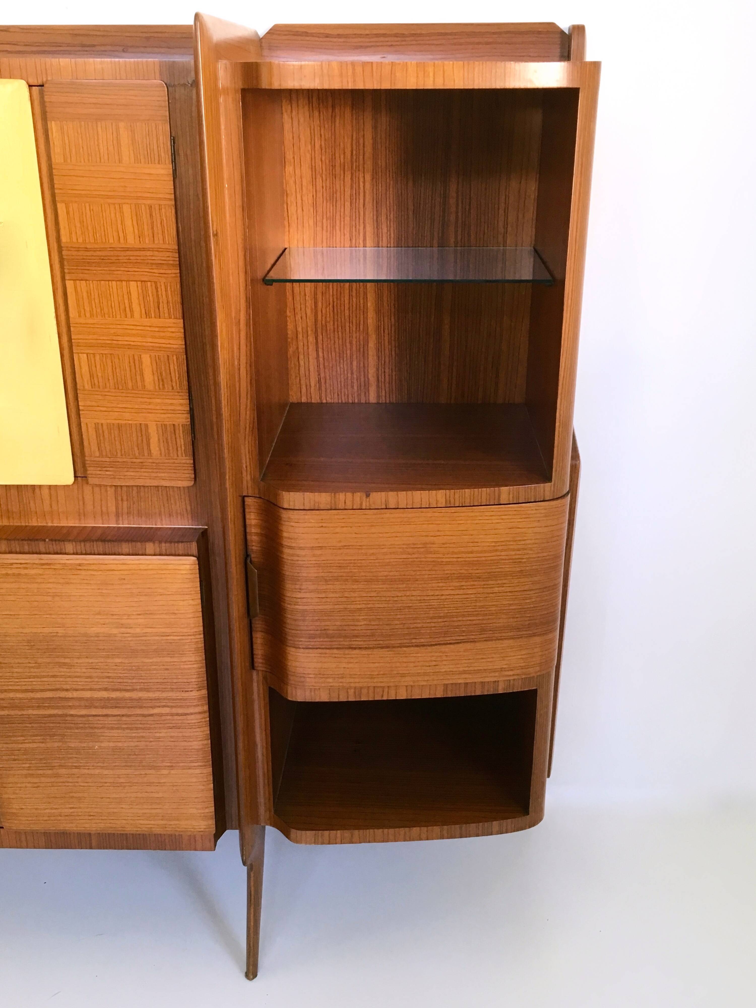 Monumental Wooden Cabinet with Parchment Panels by Gio Ponti, Italy