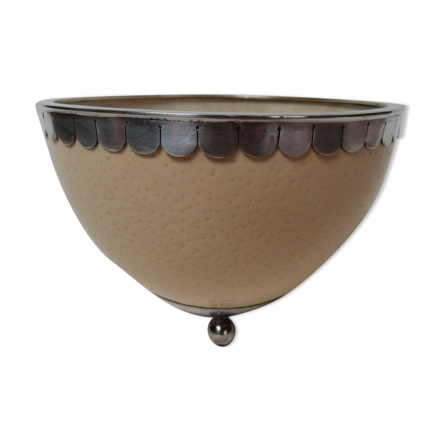 Empty cut ostrich egg pocket and silver 925 italian design 70