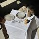 Set of 3 vintage stemmed glasses in clear glass H14 D10