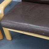 1970s L. Olsen & Søn Oak and Leather Living Room Set, Denmark