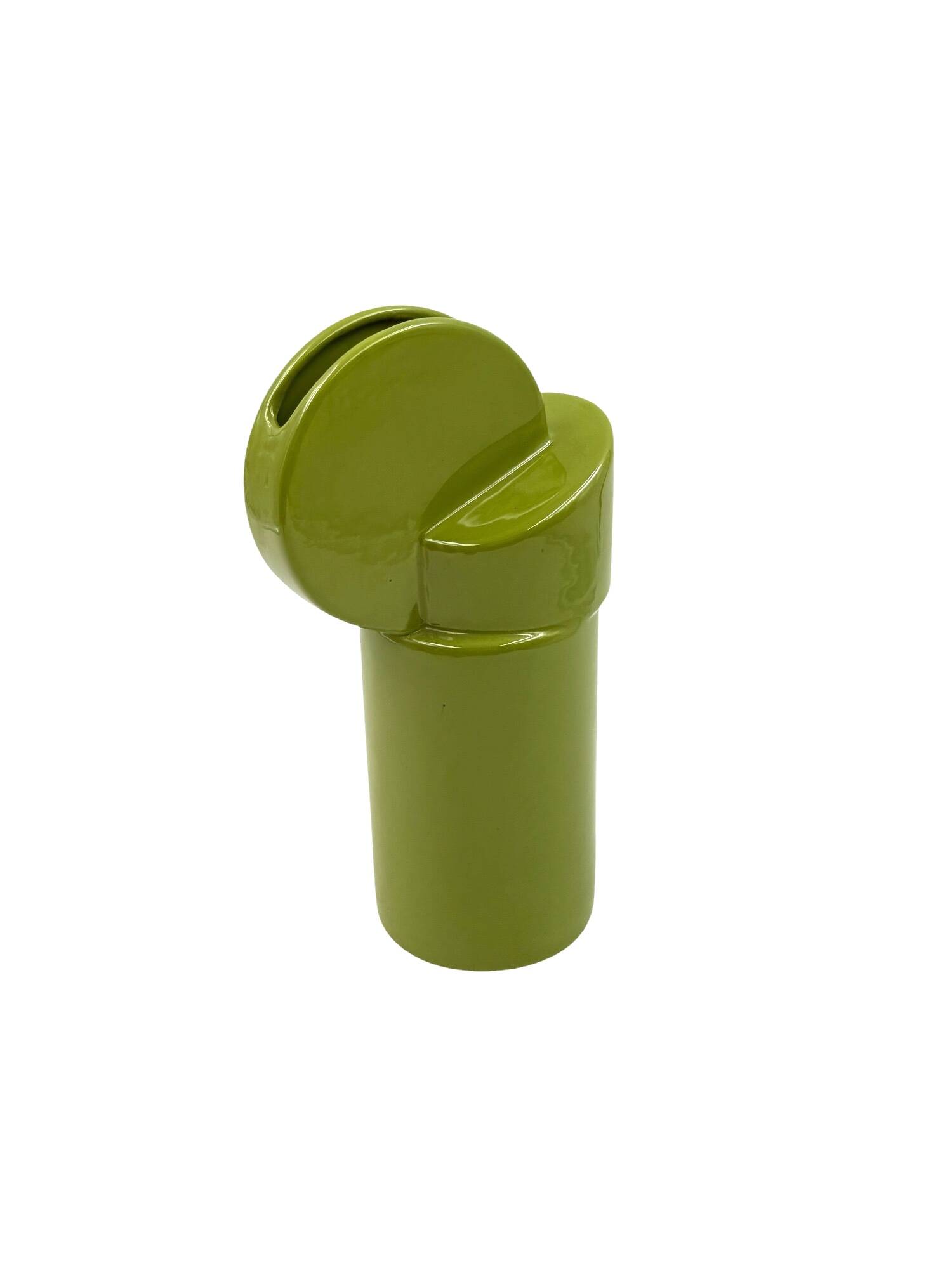 Space age green ceramic vase, Pietro Arosio, Parravicini Italy ca. 1960