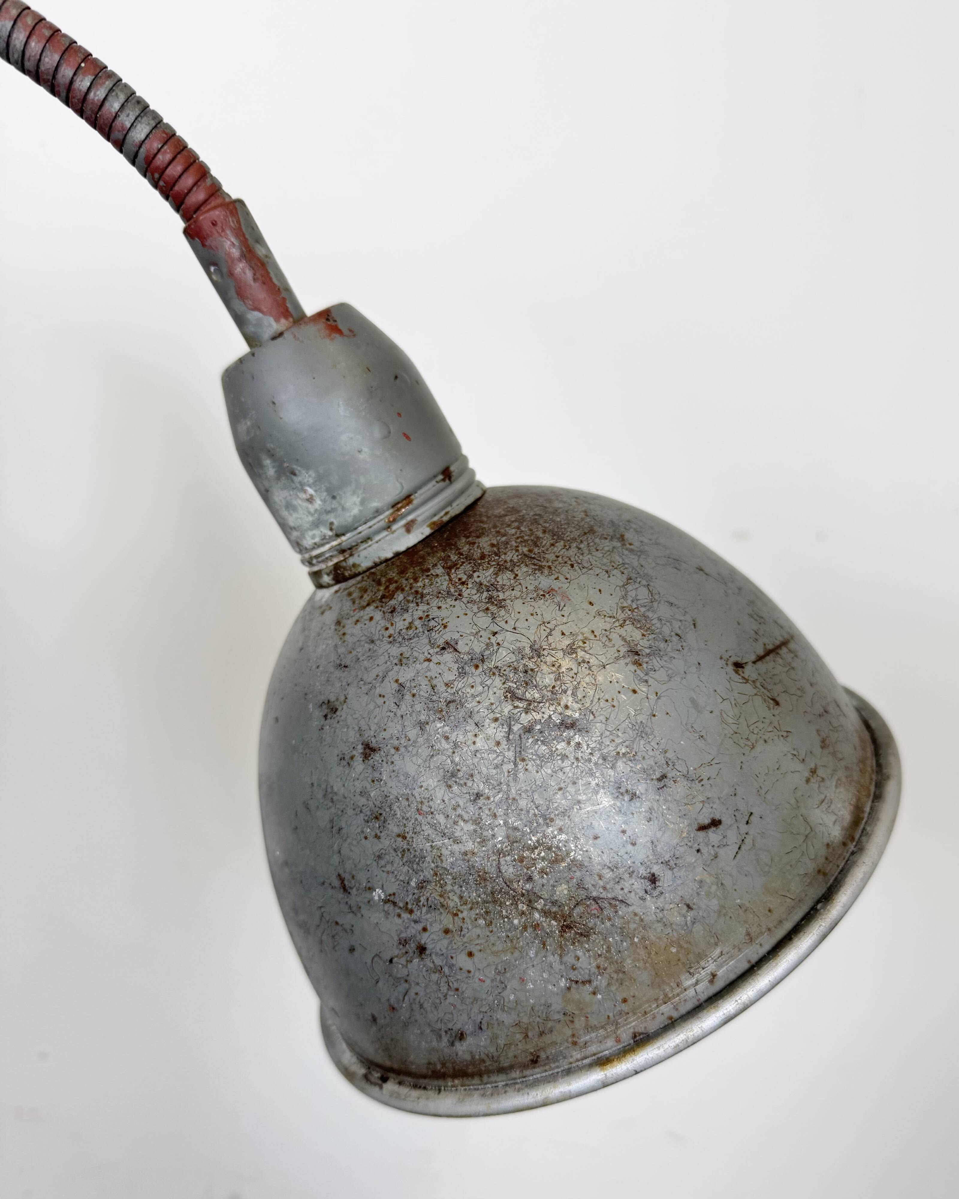 Grey Industrial Gooseneck Scissor Wall Lamp from Elektroinstala, 1960s