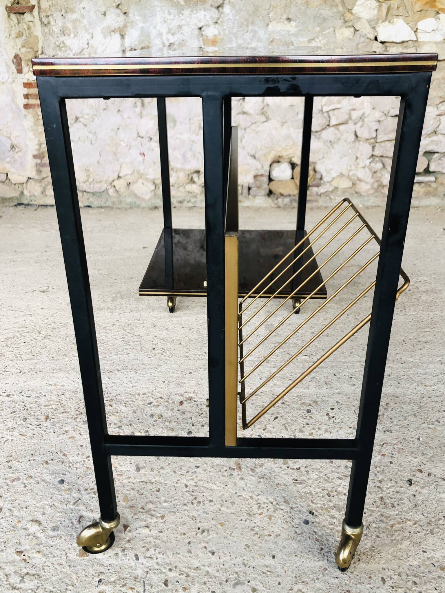 Console/ meuble hifi stereo en palissandre et metal , circa 70's