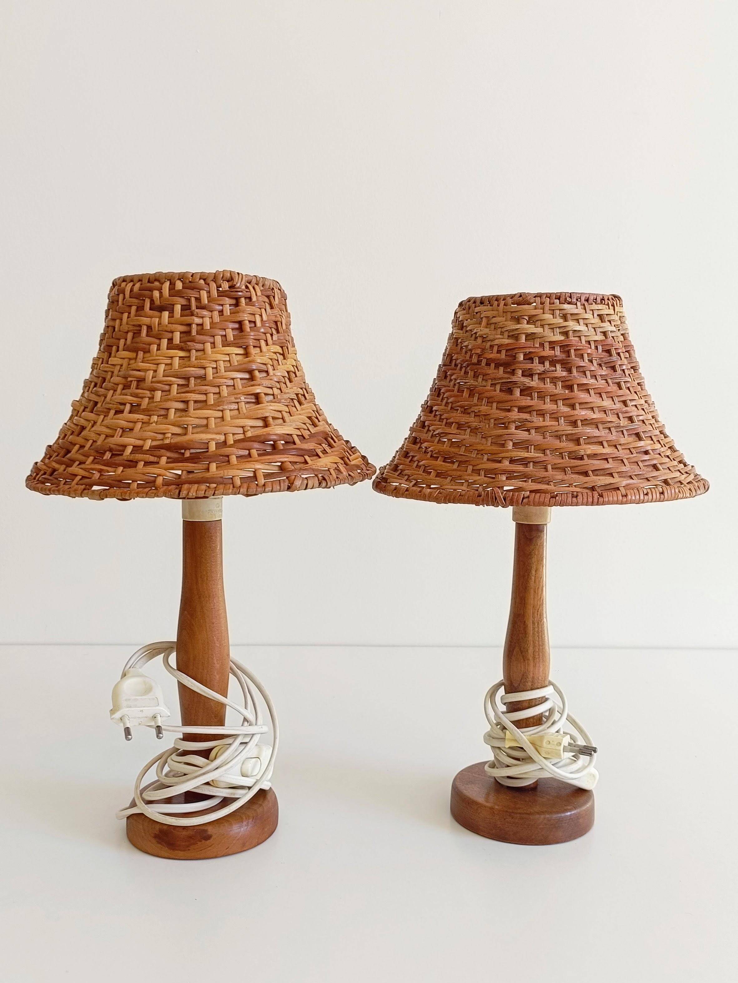 Pair of 1960s Swedish Pine Table Lamps by Ikea — Mid-Century Organic Modern