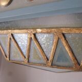 Large octagonal ceiling art deco wood and 1940s bubbled glass