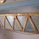 Large octagonal ceiling art deco wood and 1940s bubbled glass