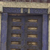 Old Indian door in old teak, piece and patina of origin