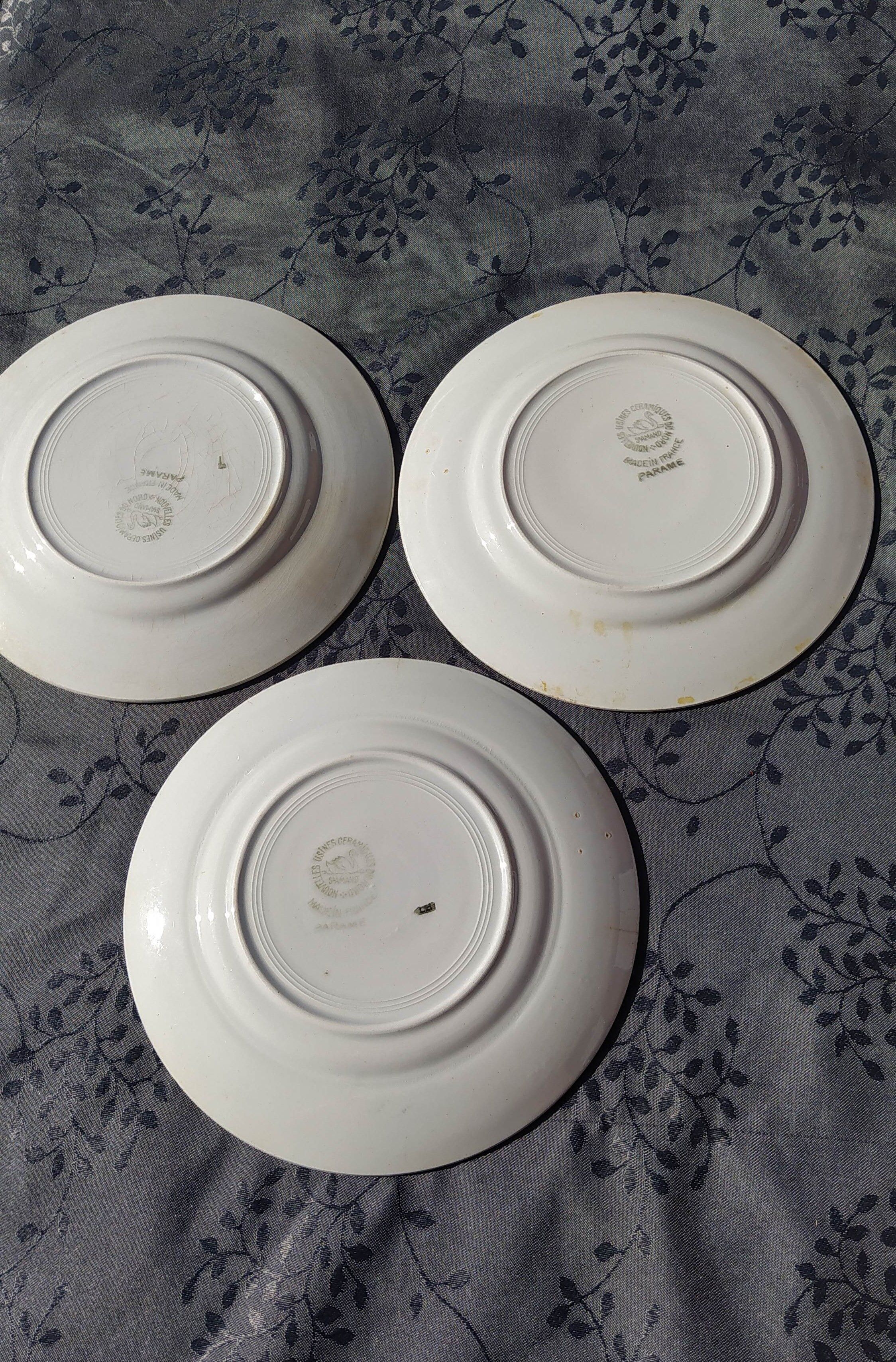 Série de 6 assiettes plates  et de 3 assiettes à dessert Vintage de St Amand