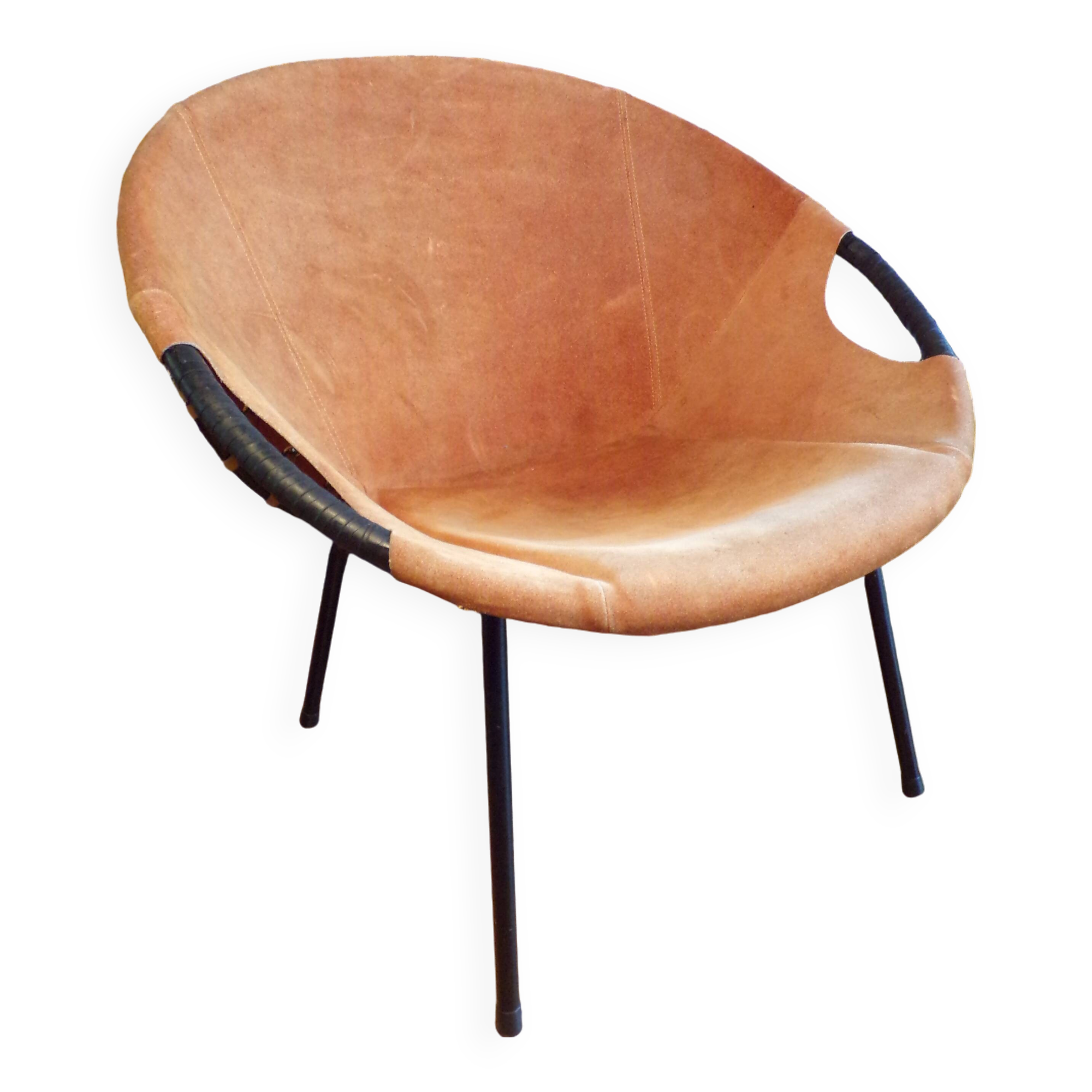 Suede circle armchair by Lusch & Co