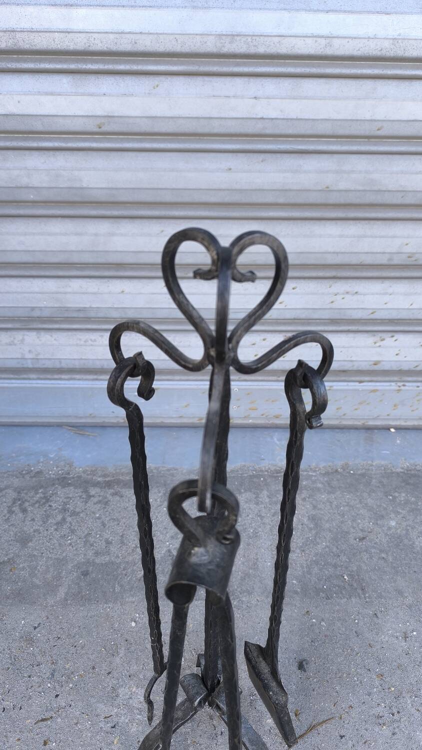 Wrought iron fireplace set 1960