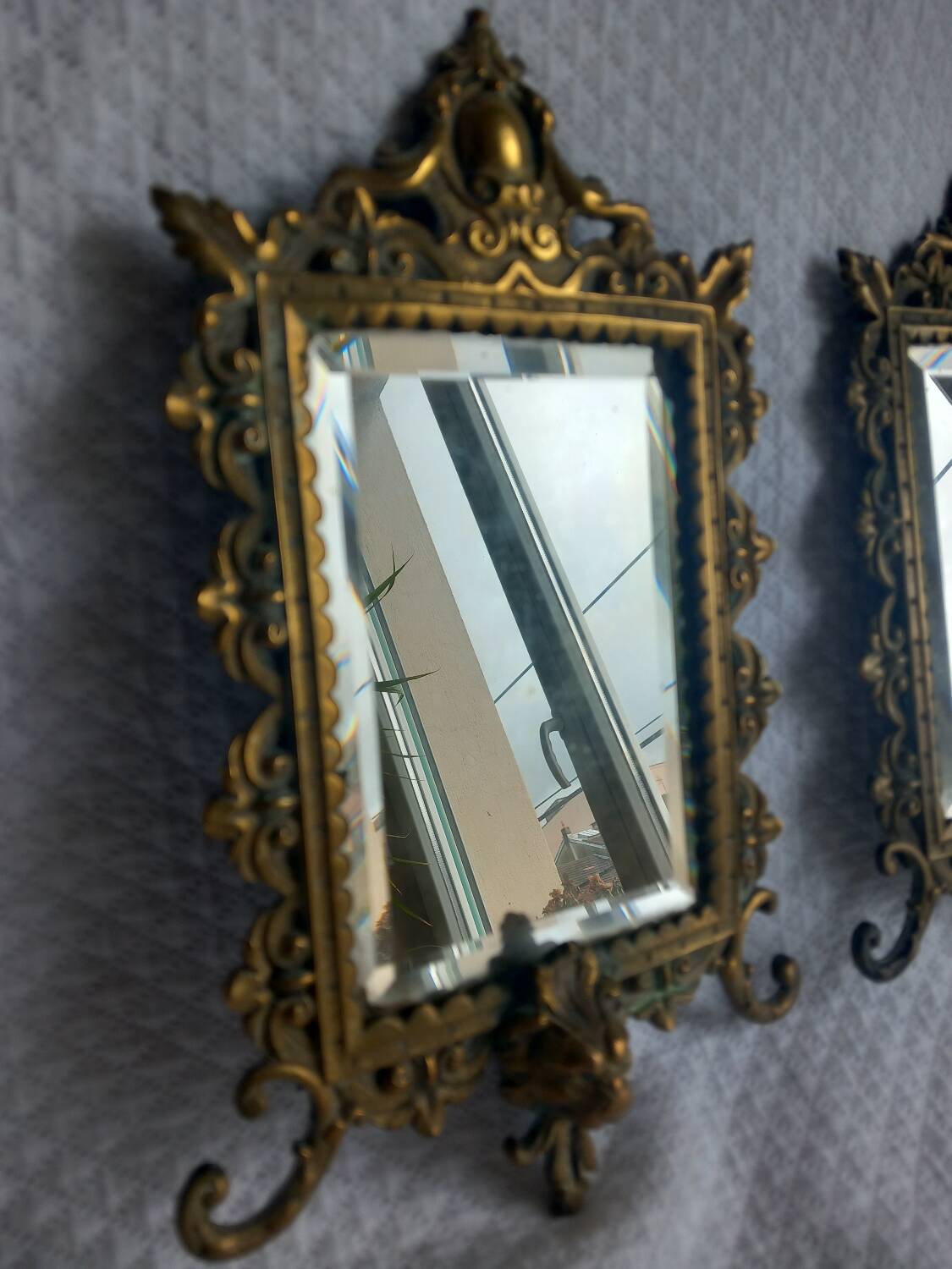 Pair of antique bronze mirrors – Louis XV / Rococo style – 19th century