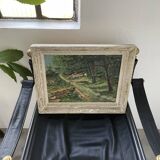 Peinture à huile balade en forêt Bailly