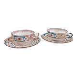 2 anciennes tasses + sous-tasses à thé porcelaine Sarreguemines Minton
