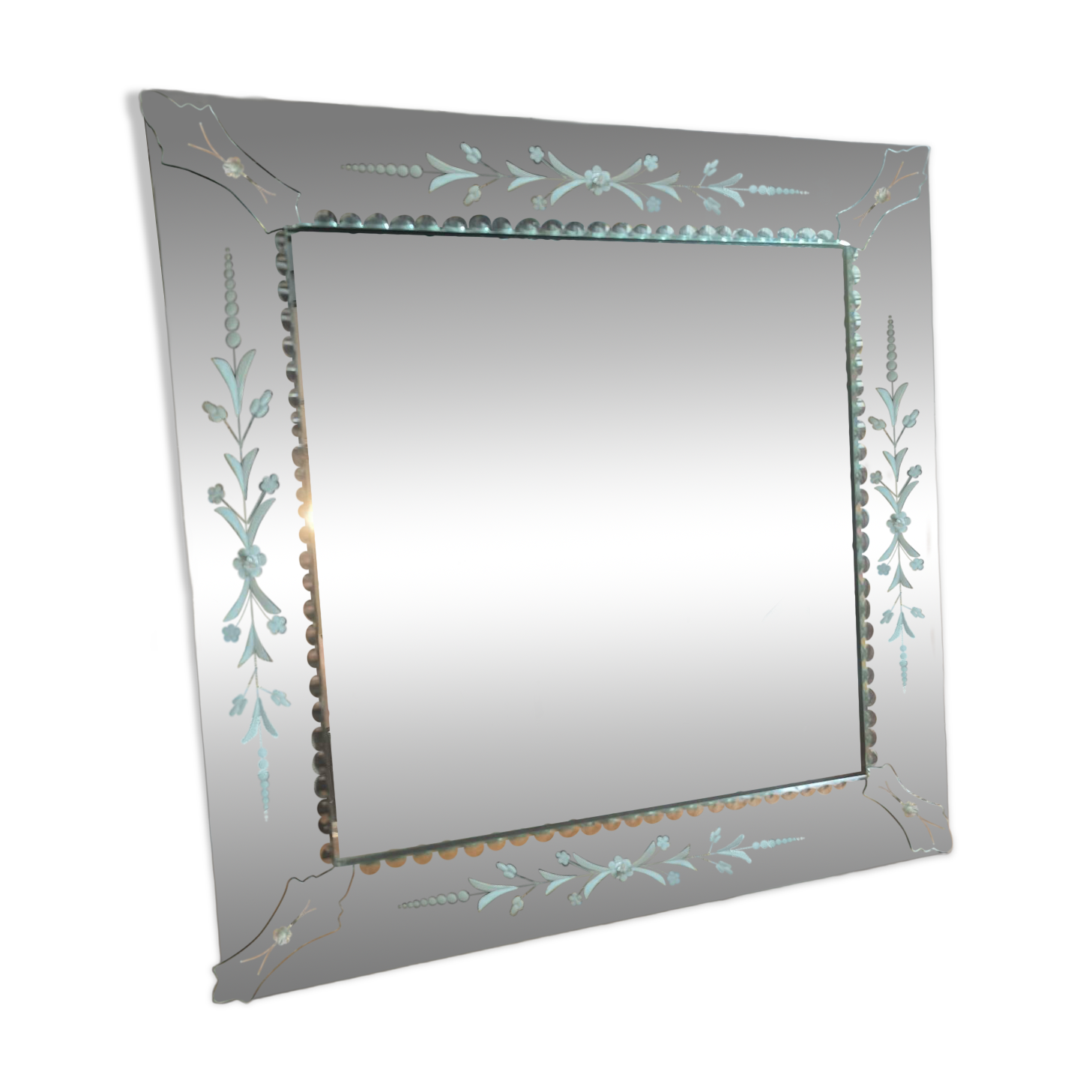 Square Venetian mirror from around 1940.