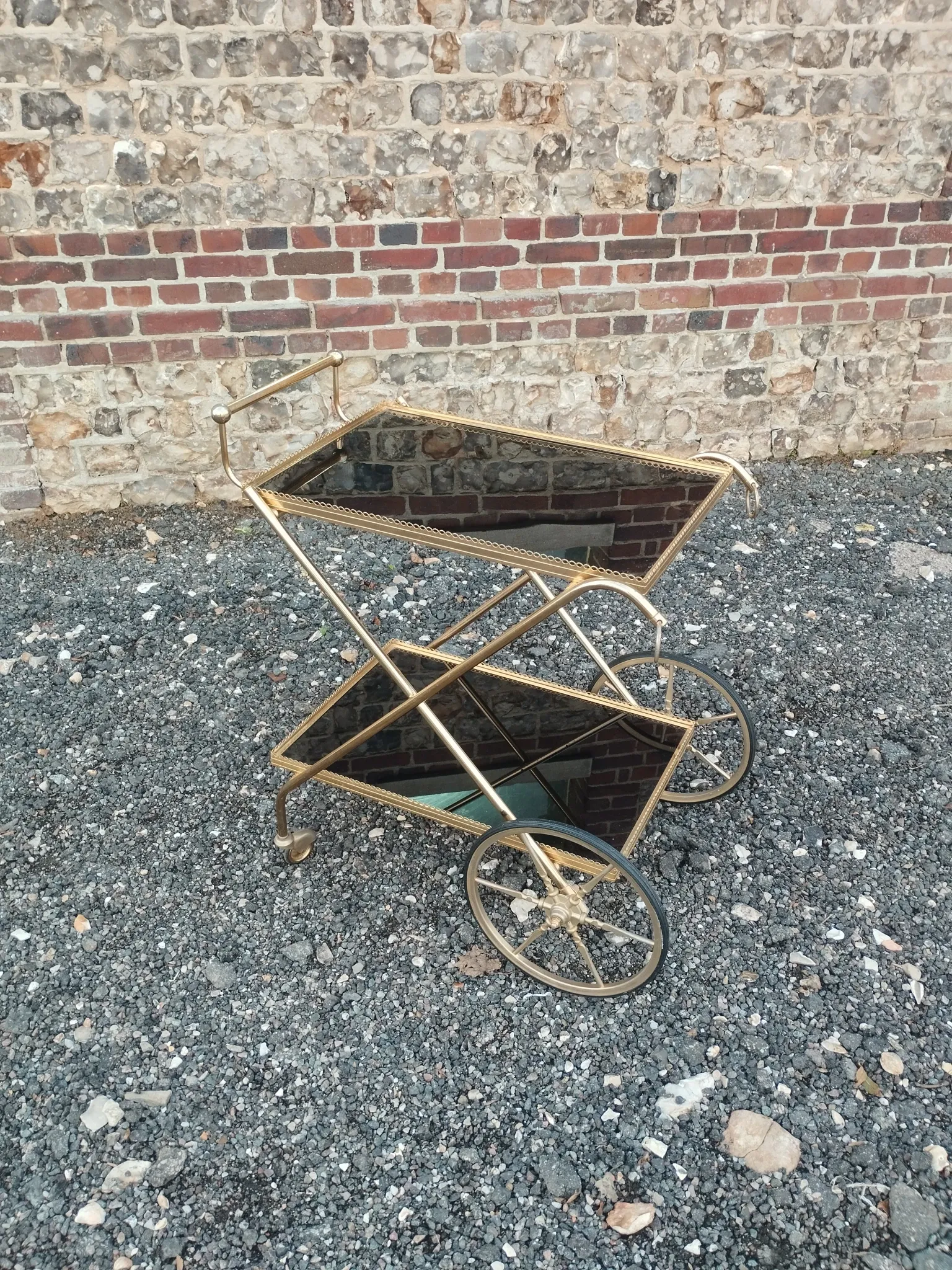 Vintage antique golden metal dessert stand