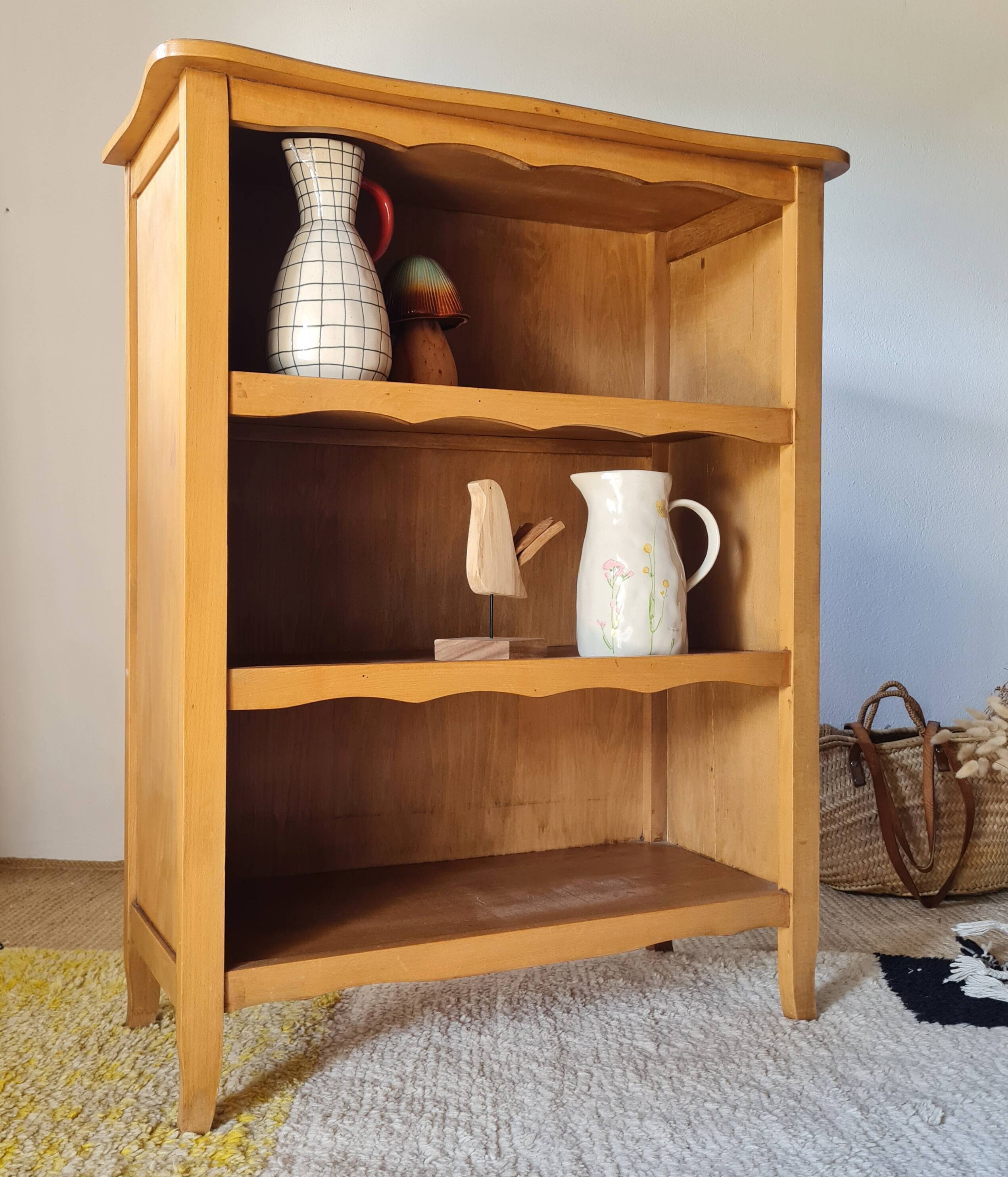 Honey-coloured antique wooden bookcase - antique library