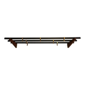 Teak and brass coat and hat rack with 7 sliding hooks, 1960s