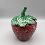 Condiment jar mustard jam in the shape of strawberry