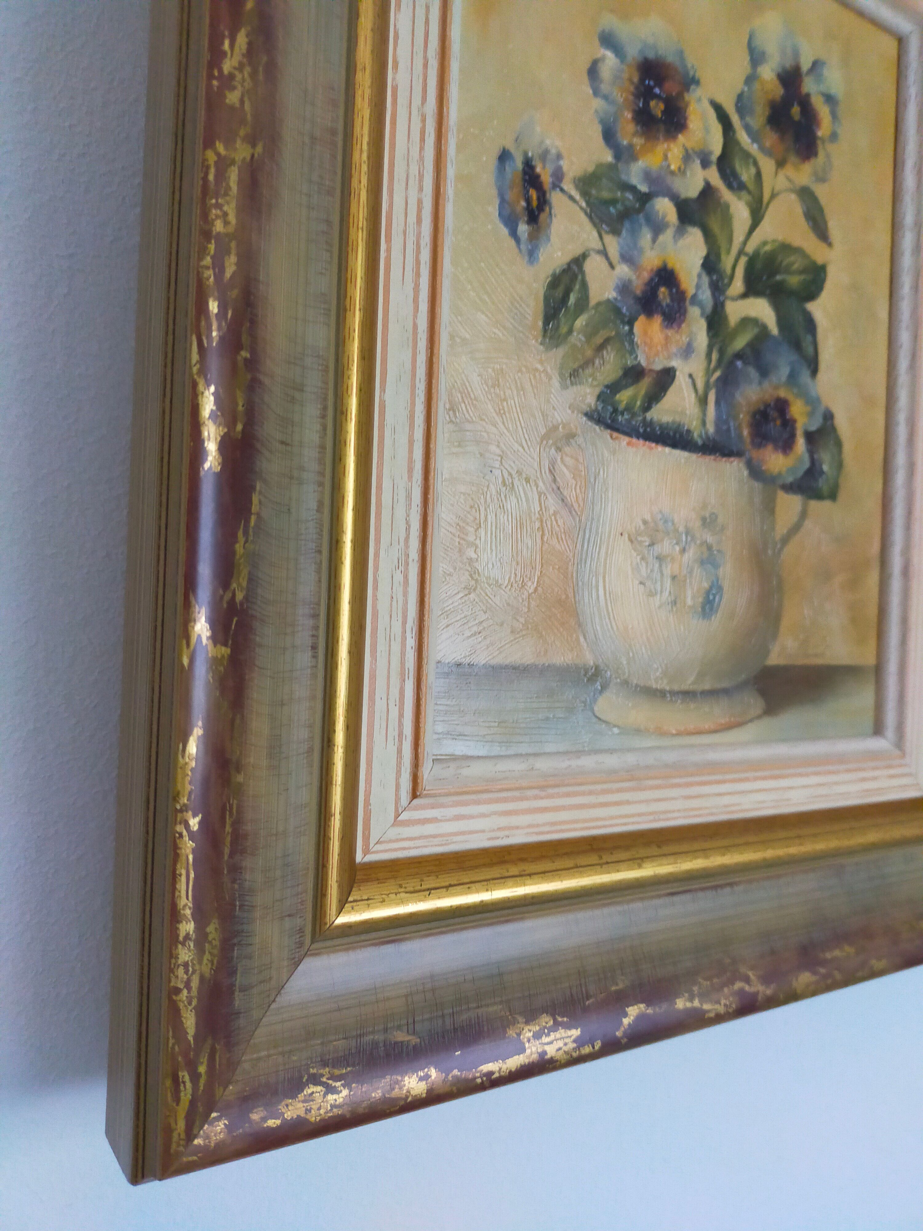 Toile nature morte de F Villeneuve