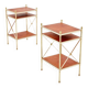 Pair of neoclassical brass leather side tables style Maison Jansen 1970