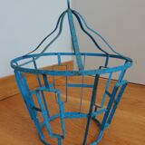 Suspension cage lamp in turquoise metal