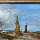 Old marine painting oil on canvas signed Y. Delaporte port entrance