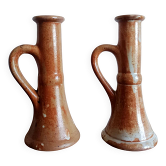 Paire de bougeoirs en grès vintage