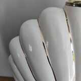 Ceramic and gold metal shell lamp base - vintage