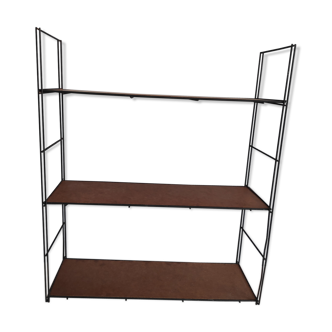 Black metal structure thong shelf and brown Isorel shelves