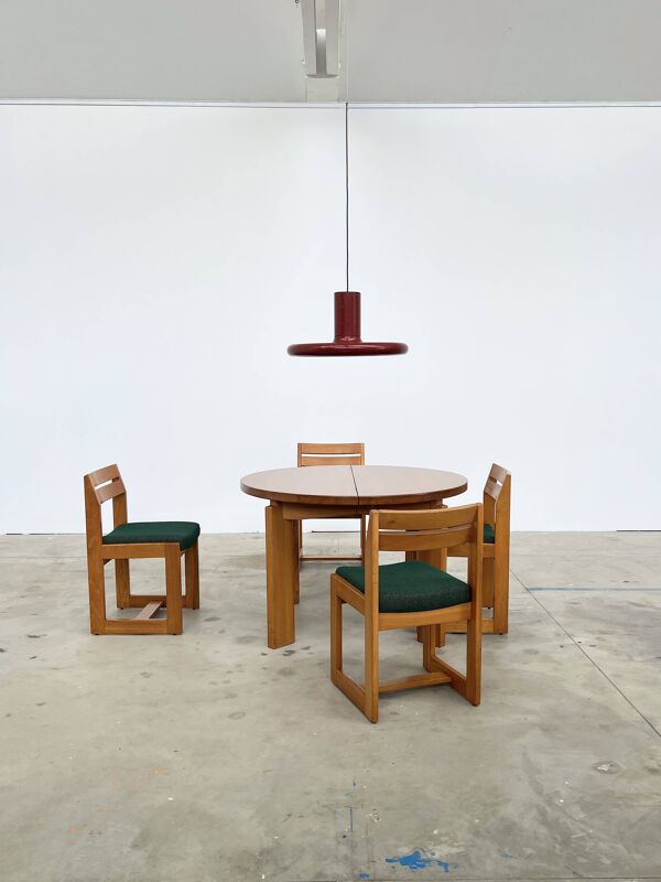 4 chaises brutalistes Maison Regain vintage en orme massif