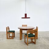 Set of 4 Maison Regain Vintage Chairs – Brutalist Solid Elm
