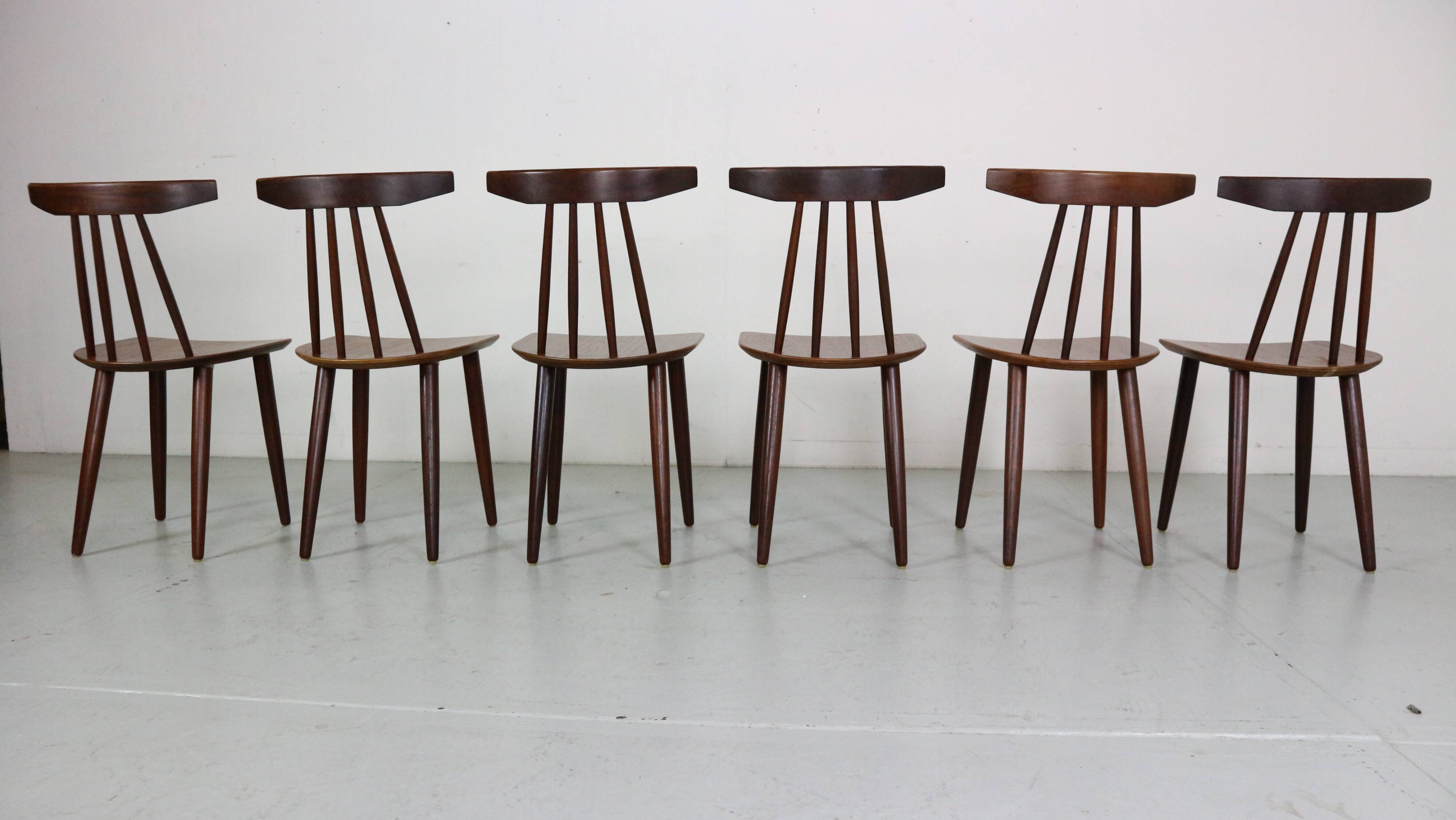 Poul Volther Set Of 6 Dinning Room Chairs "3705" For Fremel Røjle, Denmark, 1960