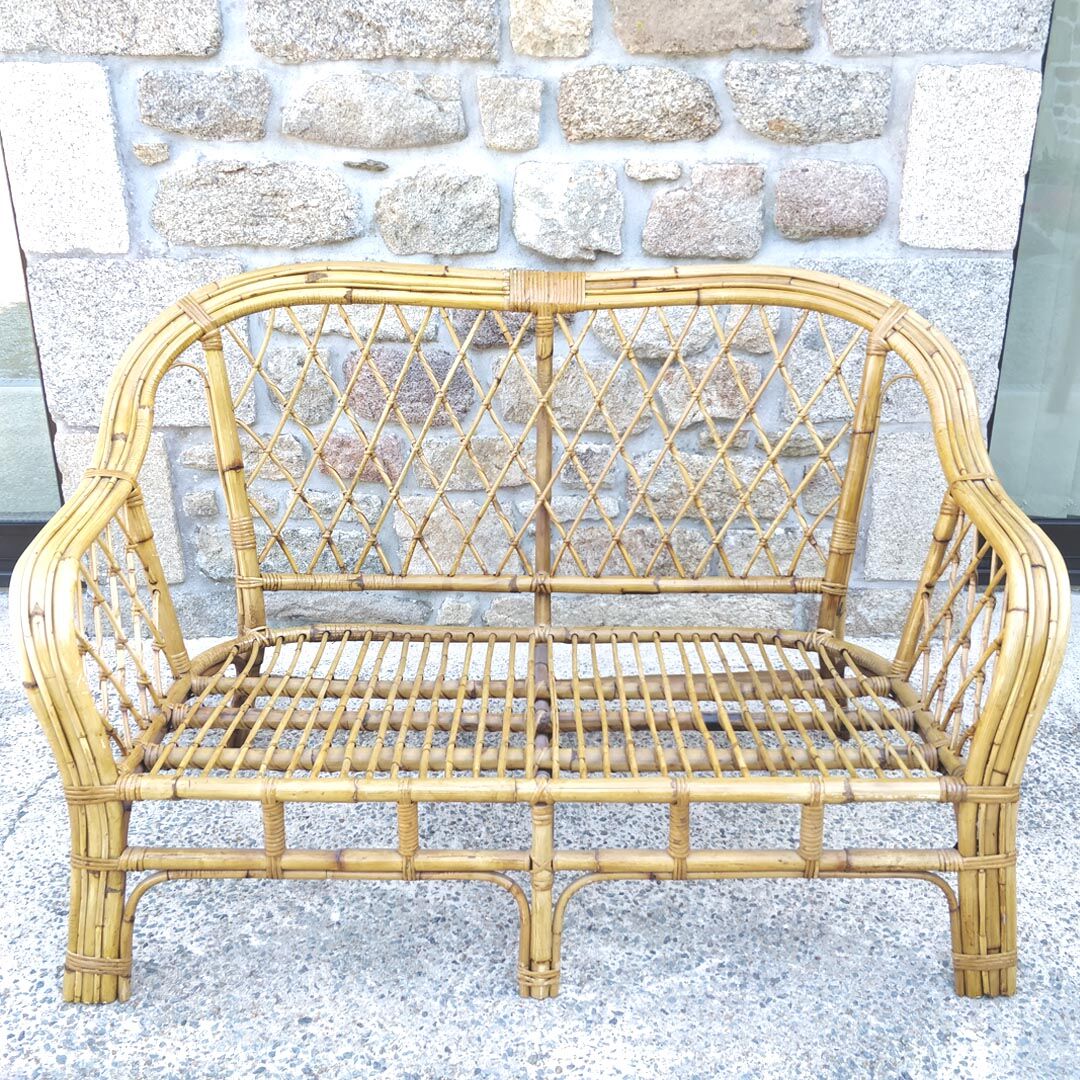 60s rattan bench