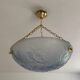 Art Deco vasque in glass pressed blue floral decoration France 1930