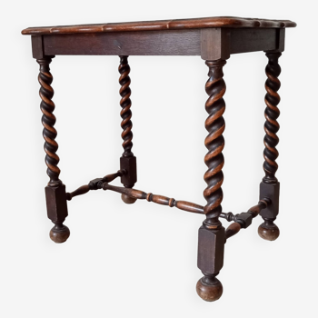 Louis XIII style solid oak side table early 20th century