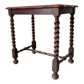 Louis XIII style solid oak side table early 20th century