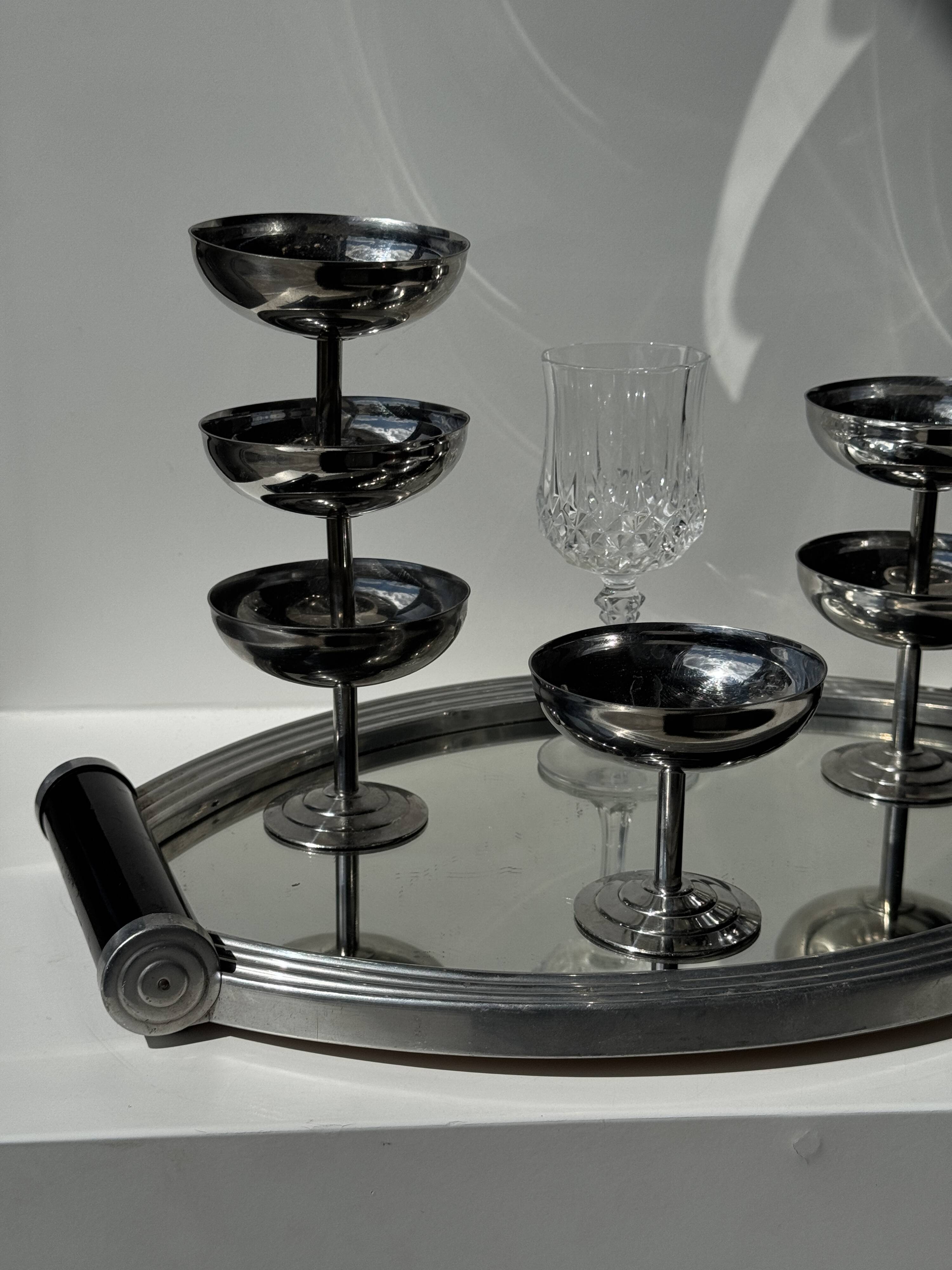 Vintage black two-handled mirror tray 26x38