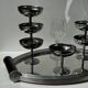 Vintage black two-handled mirror tray 26x38